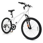 Goplus Mountain Bike, 20/24 Inch Kids Bicycle w/ 6-Speed Drivetrain, Suspension Fork, Dual Brakes, Adjustable Seat, Outdoor Cycling Children City Bike for Boys Girls (24Inch,White)