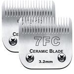 2Pack 7FC Blade Detachable Pet Dog Grooming Clipper Blades, Compatible with Andis Dog Clipper/Most Oster A11/Wahl KM Series Pet Clippers