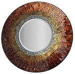 Lulu Decor, Baltic Amber Mosaic Wall Mirror, Decorative Handmade Beveled Round Mirror, Diameter 23.5", Mirror 11.5" Perfect for Housewarming Gift. (LP301)