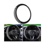 TSUGAMI Bling Soft Leather Steering Wheel Cover, 15 Inch Colorful Rhinestones Auto Elastic Steering Wheel Protector, Sparkly Crystal Diamond for Women Girls, Car Accessories for Most Cars (Gray)