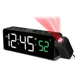Netzu Projection Alarm Clocks for Bedrooms, Digital Clock with Temperature, 180° Projector, 4 Dimmer, 3-level Volume, Snooze, 12/24H, Plug In Alarm Clock Bedside Projector on Ceiling Wall