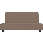 Easy-Going Stretch Sofa Slipcover Armless Sofa Cover Furniture Protector Without Armrests Slipcover Soft with Elastic Bottom for Kids Spandex Jacquard Fabric Small Checks(Futon,Camel)