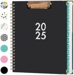 Academic 2025 Planner Weekly and Monthly - Hardcover Daily Planner 2025 Calendars, A4（11.7" X 9"）Agenda Schedule Planners & Organizers with Tabs, Double Wire Spiral Bound Thick Paper Teachers Planner, January 2025-December 2025 (Black)