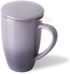 Sweejar Porcelain Tea Mug with Infuser and Lid,Teaware with Filter, Loose Leaf Tea Cup Steeper Maker, 16 Fl Oz for Tea/Coffee/Milk/Women/Office/Home/Gift (Gradient Purple)