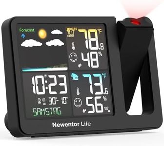 Newentor Life Projection Alarm Clock, Projector Alarm Clocks for Bedroom, Digital Indoor Outdoor Thermometer Wireless, Weather Station with Remote Sensor, Hygrometer with Time/Temperature Projecting