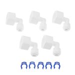 Yetaha 5 pcs RO Water Fitting Elbow 1/2" Female Thread-1/4" OD Hose BSP Female Thread Plastic Pipe Quick Osmose Reversa Aquario Connector