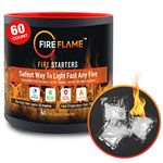 FireFlame Quick Instant Fire Starter - 100% Waterproof All-Purpose Indoor & Outdoor FireStarter, for Charcoal Starter, Campfire, Fireplace, BBQ - Odorless and Non-Toxic - 60 Pouches in Canister