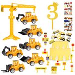 SOSPIRO Construction Vehicles Digger Cake Toppers for 3 Year Old, Dump Truck Excavator Tractor Cake Decoration Mini Digger Cake Toppers Construction Site Toys for Boys Kids Children Party Suppies