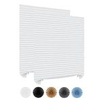 Window Blinds 2 Pack Cordless No Drill Cut to Size Stick On Self Adhesive Temporary Blinds Pleated Paper Blinds for Windows Doors Shades for Bedroom Kitchen Bathroom (White, WxH / 24x59 Inches)