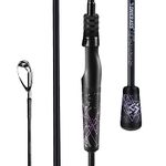 One Bass Fishing Pole 24 Ton Carbon Fiber Casting and Spinning Rods - Two Pieces, SuperPolymer Handle Fishing Rod for Bass Fishing -Black-Spin-6'0"