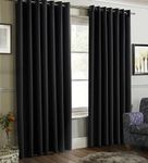 ThinkArtDecor Blackout Curtains 9 feet Long Set of 2, Room Darkening Thermal Insulated Solid Long Door Curtains with Tie Backs, Bold Black