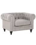 Beliani Modern Fabric Club Chair Classic Button Tufted Light Grey Chesterfield