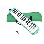 Vilihy Melodica 32 Key Pianica Portable with Carrying Bag Short and Long Mouthpieces for Beginners Kids Gift(Green)