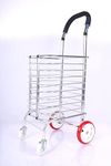 VYATIRANG Stainless Steel Foldable Shopping Grocery Deluxe Utility Carts Supermarket Travelling Luggage Handheld Trolley Stand with Wheels for Home (Shopping Trolley 4 Wheel)