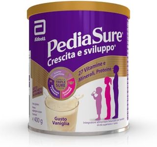 PEDIASURE Crescita e Sviluppo Integratore Alimentare per Bambini, Multivitaminico con 27 Vitamine e Minerali e Proteine, da un Anno in Su, Confezione 400g, Gusto Vaniglia