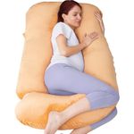 AMCATON 60 Inch Pregnancy Pillow for Sleeping, Extra Large U Shaped Body Pillow, Maternity Pillow for Pregnant Women (Brown)