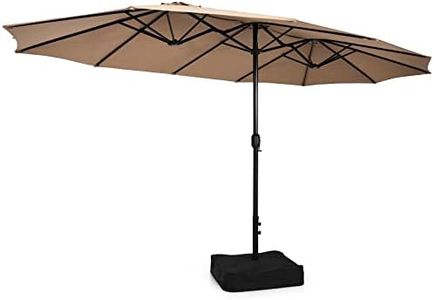 COSTWAY Sombrilla Terraza Exterior Doble 451,5 x 264cm, Sombrillas Jardin Grandes con Base, Manivela, Parasol Jardin Exterior Patio Terraza Piscina (café)
