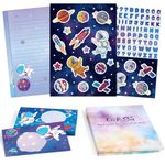 WERNNSAI Kids Stationery Set - 72PCS Boys Stationery Set Teens Universe Letter Writing Kit Aerospace Letter Paper Set Stationery Writing Sheets with Envelopes School Space Gift Set