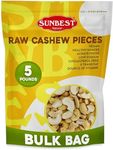 Sunbest Natural Raw Cashews – Large Cashew Pieces, 5 lb Bulk Bag (80 oz) – Unroasted & Unsalted Cashew Nuts – Fresh, Buttery Texture, Nutrient-Rich, Keto, Paleo, Vegan – Non-GMO, Gluten-Free, Kosher