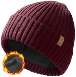 FURTALK Beanie for Men Women Thick Winter Unisex Cuffed Beanie Knit Hats Soft Warm Ski Hats Wine