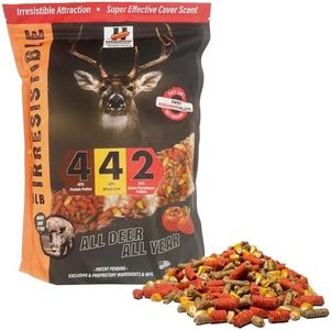 Herron Outdoors 4-4-2 Persimmon Flavored Protein Pellets,Whole Corn & Original- Deer Attractants for Whitetail Deer and Feed Enhancer Bait for All Hunters All Seasons- 5lbs