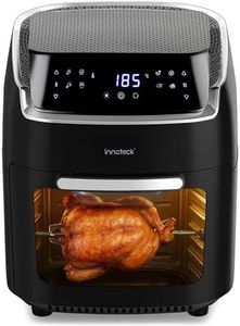 Innoteck 12L Digital Air Fryer Oven with Rotisserie 1800W Large Air Fryer with Touch Panel & 8 Cooking Presets, Shelves, Basket, Racks & Drip Tray Black & Silver Finish