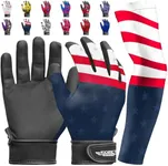 Exxact Sports Youth Batting Gloves with Arm Sleeve for Boys & Girls, Kids Baseball Batting Gloves for Softball, T-Ball (Youth S/M, Patriot)