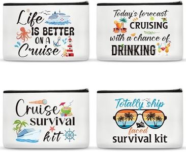 SEAOYOZO 4Pcs Cruise Survival Kit Makeup Bags Gifts Cosmetic Bags Cruise Ship Essentials Bags Travel Organizer Zipper Pouch for Women Cruising Lovers Accessories, Cruise Ship Classic Theme, Small,