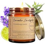 Aromatherapy Candles Lavender Eucalyptus Scented Candle for Relaxing Aromatherapy | 40H Burn Time | Infused with 8% Essential Oils