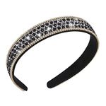 WLLHYF Rhinestone Headband Jeweled Bling Beaded Wide Hair Band Wedding Birthday Headpiece Silver Sparkly Sequin Crystal Hairband Halloween Day Glitter Sparkle Bridal Dress Easter Party Women Girl