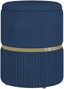 HOMCOM Pouf Tabouret Repose-Pied, Coffre de Rangement, en Velours côtelé, Design Moderne, 36 x 36 x 44 cm, pour Salon, Chambre, Bleu