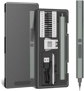 Mini Electric Screwdriver Set,30 in 1 Small Electric Screwdriver Cordless -24 Magnetic Bits, Dual-speed Adjustment, 3 LED Lights, Mini Power Screwdriver Repair Tool Kit,for Phone Camera Watch Laptop