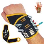 Binyatools Magnetic Wristband Unique Design Wrist Support Shape with Thumb Loop. 9 Strong Magnets Holds Screws, Nails, Drill Bits. Gift for Men, DIY Handyman, Father/Dad, Husband, Electrician, Carpenter (Black)