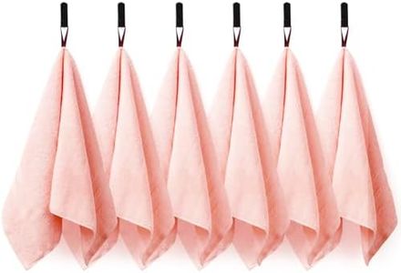 6-Pack Pink Combed Cotton Hand Towels for Bathroom with Hanging Loops
