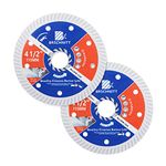 BRSCHNITT Diamond Blade for Concrete Masonry,2pcs 4-1/2 Inch (115mm) with Arbor 7/8" Dry/Wet Continuous Rim Diamond Cutting Disc for Granite Marble Stone Hard Concrete Reinforced Concrete