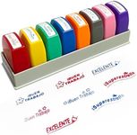 8 Pcs Teacher Stamp Spanish, Teacher Stamps for Classroom, Teacher Grading Stamp, Colorful Stamp with Storage Tray, Spanish Classroom Grading Stamp Kids Homework Signature School Prizes