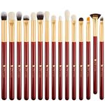 DUcare Eye Makeup Brushes 15pcs Red Eyeshadow Makeup Brushes Set with Soft Synthetic Hairs & Real Wood Handle for Eyeshadow, Eyebrow, Eyeliner, Blending