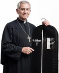 Personalized Garment bag for Hanging Clothes - Embroidered Name Garment Holder With 2 Mesh Pockets for Priest and Nun Robes - Ideal for Clergy Outfits, Uniform Cover Bag with Carry Handle - Black