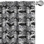 Ambesonne Bulldog Curtains, Pattern with English Bulldog European Gentleman and Punk Characters, Window Treatments 2 Panel Set for Living Room Bedroom, Pair of - 28" x 63", Grey Black