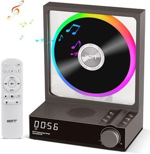 HOTT CD Player Portable with RGB Lights Bluetooth 5.3 Desktop CD Player,Portable CD Player with HiFi Speakers, Supports TF Card,USB,Transcription,LED Screen,Timer (Grey)