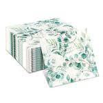 Wenrecu Eucalyptus Napkins 100 Pack 3-Ply Paper Napkins Disposable Eucalyptus Leaf Paper Green Leaves Guest Towels, Green Vintage Eucalyptus Paper Napkins for Wedding Party Garden (100 PCS)