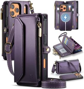 Strapurs for iPhone 17 Pro Max Detachable Wallet Case Compatible with Magsafe, RFID Blocking 9-Card Holder Zipper Strap Lanyard PU Leather Magnetic Phone Case for iPhone 17 Pro Max 6.9", Purple