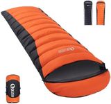 QEZER Down Sleeping Bag for Adults, 600 Fill Power for Cold Weather. Ultralight with Compression Sack, Ideal for Backpacking, Camping & Hiking