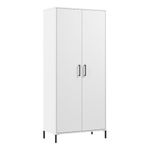 Bush Furniture Essence Tall Storage Cabinet with Doors in White | Organizers and Shelves for Home Office Workspace, Living Room, Entryway, Bedroom, and Mudroom