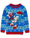 SONIC THE HEDGEHOG Kids Christmas Jumper | Boys Girls Video Game Movie Festive Navy Knitted Sweater | Xmas Gifts For Him Her 5-6 Years