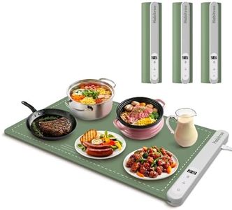 Food Warmer Silicone Electric Warming Tray - Rapid Heating, Precise 6-Level Temperature Control, Rollable & Portable, Easy to Clean, Ideal for Parties, Gatherings (Green, Large 3pack)