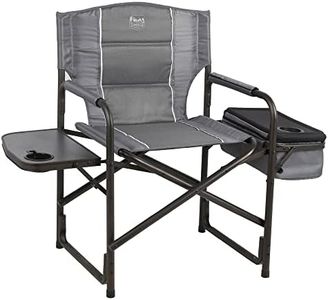 TIMBER RIDGE Lightweight Camping Chair, Portable Laurel Director's Chair with Foldable Side Table, Cooler Bag & Mesh Pocket, Compact Outdoor Folding Lawn Chair, Supports 300lbs, Grey