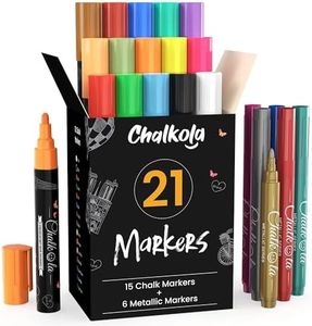 Chalkola Paquet De 21 Marqueurs À Craie Au Néon - 15 Stylo À Craie Liquide Et 6 Couleurs Métalliques Pointe Réversible 6mm - Pour Tableau De Craie, Verre, Papier, Céramique