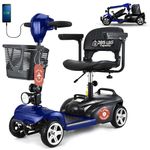 DECOMIL Portable Mobility Scooter for Seniors, Foldable Electric Powered Scooter. 300 LBS Capacity, Medical Travel Scooter for Adults, 4 Wheels, Lightweight(85 lbs)(Blue)