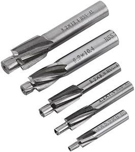 5pcs Counterbore Drill Bits Set, 4 Flutes Straight End Mill Cutter HSS Countersink Slot End Mill Cutter M3-M8 for Copper Aluminum Cast Iron